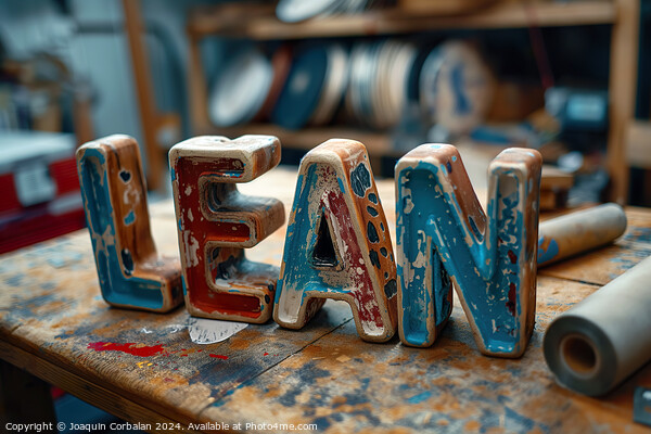 Wooden sign displaying the word Lean placed on top of a table. Picture Board by Joaquin Corbalan