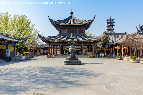 Courtyard featuring a fountain at the center under soft sun in Changan City. Picture Board by Joaquin Corbalan