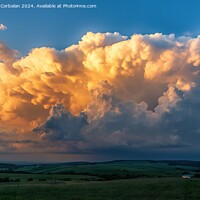 Buy canvas prints of A massive, dramatic cloud looming in the sky, creating a striking scene. by Joaquin Corbalan