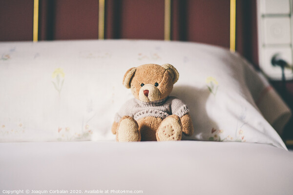 Teddy bear on the bed, space for text. Picture Board by Joaquin Corbalan