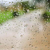 Buy canvas prints of Drops of rain on an autumn day on a glass. by Joaquin Corbalan