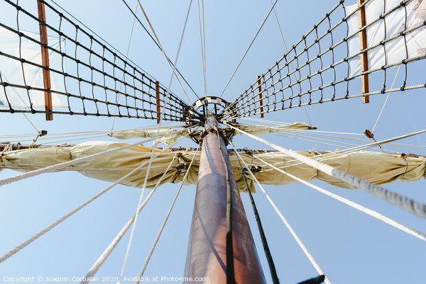 Mainmast and rope ladders to hold the sails of a sailboat. Picture Board by Joaquin Corbalan