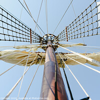 Buy canvas prints of Mainmast and rope ladders to hold the sails of a sailboat. by Joaquin Corbalan