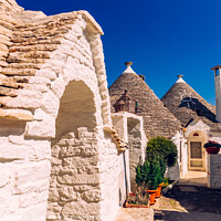 Buy canvas prints of Beautiful single-storey houses of rounded construction called trulli, typical of the area of Alberobello in Italy. by Joaquin Corbalan