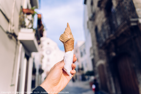 A waffle with ice cream during a walk through an Italian city. Picture Board by Joaquin Corbalan