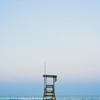 Buy canvas prints of Lifeguard watchtower on the beach at sunset. by Joaquin Corbalan
