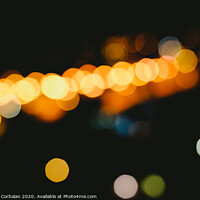 Buy canvas prints of bokeh light defocused blurred background, colorful night lights with black background by Joaquin Corbalan