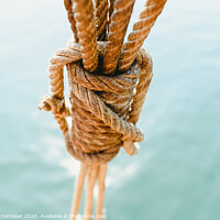 Buy canvas prints of Rigging and ropes on an old sailing ship to sail in summer. by Joaquin Corbalan