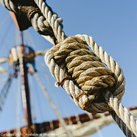 Buy canvas prints of Rigging and ropes on an old sailing ship to sail in summer. by Joaquin Corbalan