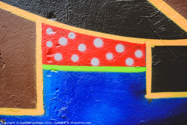 Detail of an anonymous street graffiti with many colors, cheerful urban background. Picture Board by Joaquin Corbalan