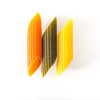 Buy canvas prints of Three Macaroni varied colors with organic wholegrain pasta by Joaquin Corbalan