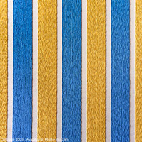 Buy canvas prints of Strips of colored fabric cover a wall of carpet, decoration background. by Joaquin Corbalan