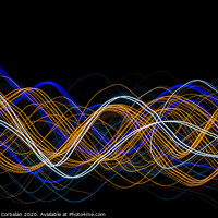 Buy canvas prints of Colorful light painting with circular shapes and abstract black background. by Joaquin Corbalan