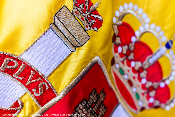 Detail of the historical shield of the national flag of Spain. Picture Board by Joaquin Corbalan