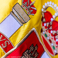 Buy canvas prints of Detail of the historical shield of the national flag of Spain. by Joaquin Corbalan