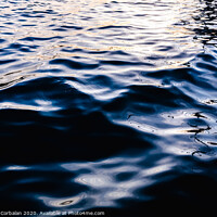 Buy canvas prints of Natural seawater background with its intense bluish liquid texture at sunset. by Joaquin Corbalan