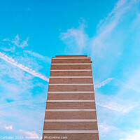 Buy canvas prints of High housing building with blue sky in the background and copy space. by Joaquin Corbalan