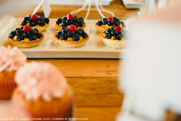 Red fruits on puff pastry tartlets, colorful and well focused. Picture Board by Joaquin Corbalan