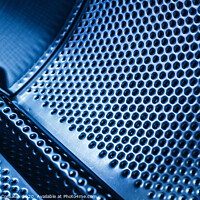 Buy canvas prints of Detail of the drum of a washing machine, steel industrial texture with holes. by Joaquin Corbalan