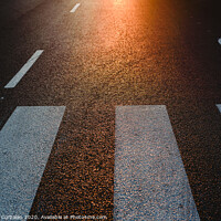 Buy canvas prints of Lonely street with pedestrian crossing at sunset, texture with space for text. by Joaquin Corbalan