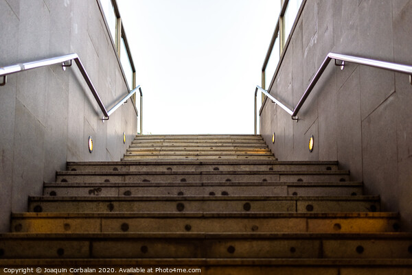 Granite staircase with handrails at the entrance of an underground pedestrian tunnel. Picture Board by Joaquin Corbalan