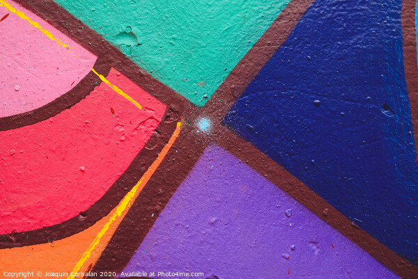 Detail of an anonymous street graffiti with many colors, cheerful urban background. Picture Board by Joaquin Corbalan