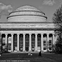 Buy canvas prints of  Man walking in front of the main building of MIT, Massachusetts Institute of Technology by Joaquin Corbalan