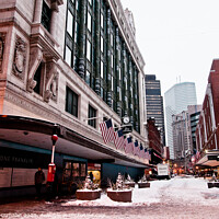 Buy canvas prints of Boston, Massachusett - January 16, 2012: Streets and roads of a city frozen with ice by intense snowfall. by Joaquin Corbalan