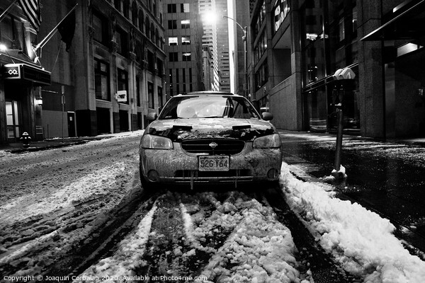 Boston, Massachusett - January 16, 2012: Car with ice and snow parked on the street. Picture Board by Joaquin Corbalan