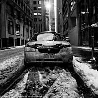 Buy canvas prints of Boston, Massachusett - January 16, 2012: Car with ice and snow parked on the street. by Joaquin Corbalan