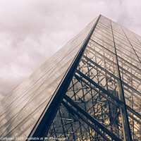 Buy canvas prints of Crystal pyramid in Paris, sample of modern architecture on a cloudy day by Joaquin Corbalan