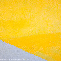 Buy canvas prints of A wall painted with lines of various colors, yellow and orange tones. by Joaquin Corbalan