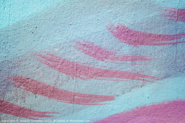 Pink brush strokes on blue painted wall. Picture Board by Joaquin Corbalan