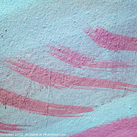 Buy canvas prints of Pink brush strokes on blue painted wall. by Joaquin Corbalan