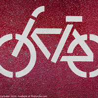 Buy canvas prints of Symbol of a bicycle indicating a bike lane to pedal safely. by Joaquin Corbalan
