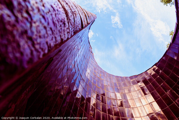 Spiral construction of tiles, with blue reflections of the sky, modernist background. Picture Board by Joaquin Corbalan