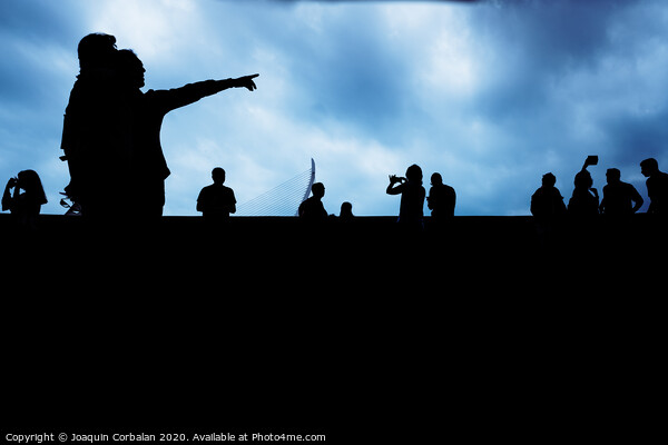 Silhouette of unrecognizable people pointing with a dark background. Picture Board by Joaquin Corbalan