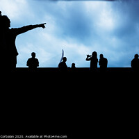 Buy canvas prints of Silhouette of unrecognizable people pointing with a dark background. by Joaquin Corbalan
