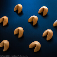 Buy canvas prints of Fortune cookies on dark background arranged symmetrically by Joaquin Corbalan