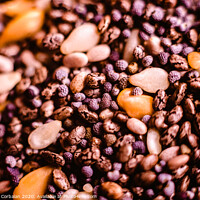 Buy canvas prints of closeup Small seeds superfoods, chia, golden flax and sesame by Joaquin Corbalan