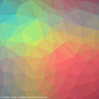 Buy canvas prints of Gradient background with mosaic shape of triangular and square cells of various colors ideal for modern technology backgrounds. by Joaquin Corbalan