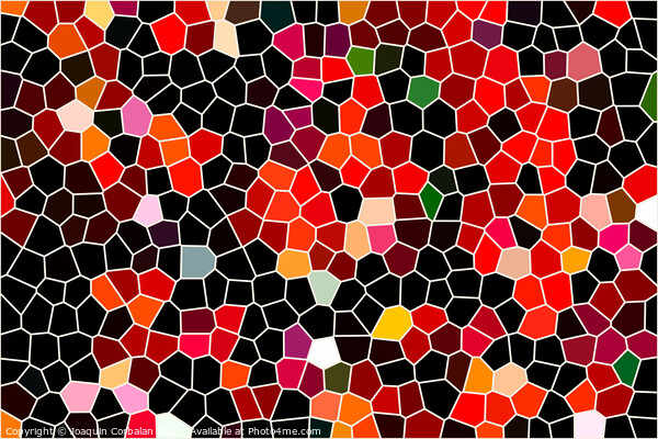 Geometric pattern of dark colors as a mosaic of large tiles of a minimalist design background in red tones, abstract colored texture shape. Picture Board by Joaquin Corbalan