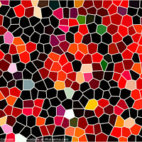 Buy canvas prints of Geometric pattern of dark colors as a mosaic of large tiles of a minimalist design background in red tones, abstract colored texture shape. by Joaquin Corbalan