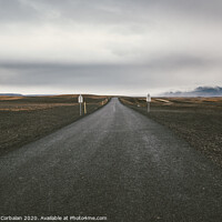 Buy canvas prints of Icelandic lonely road in wild territory with no one in sight by Joaquin Corbalan