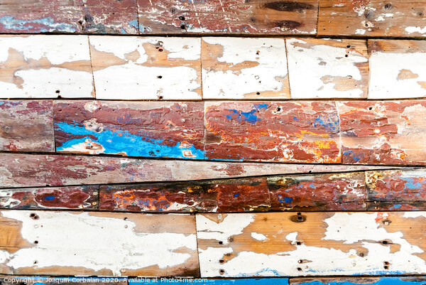 Painted wooden boards of various colors aged, natural texture background. Picture Board by Joaquin Corbalan