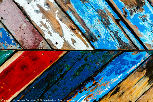 Painted wooden boards of various colors aged, natural texture background. Picture Board by Joaquin Corbalan
