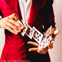 Buy canvas prints of Hands of magician doing tricks with a deck of cards. by Joaquin Corbalan