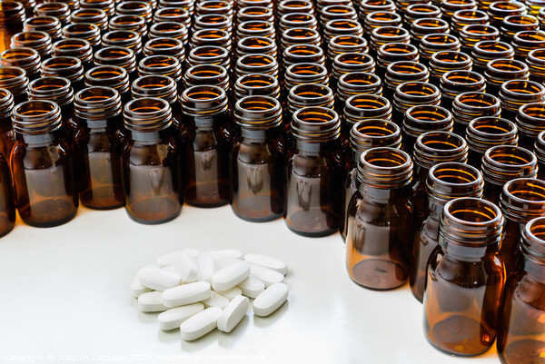 Heap of pills with empty medicine containers, pharmaceutical industry concept. Picture Board by Joaquin Corbalan