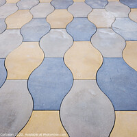 Buy canvas prints of Urban background, floor with tiles of rounded shapes and earth colors. by Joaquin Corbalan