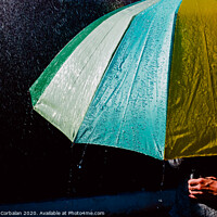 Buy canvas prints of Detail of an umbrella with raindrops after a rainy day. by Joaquin Corbalan